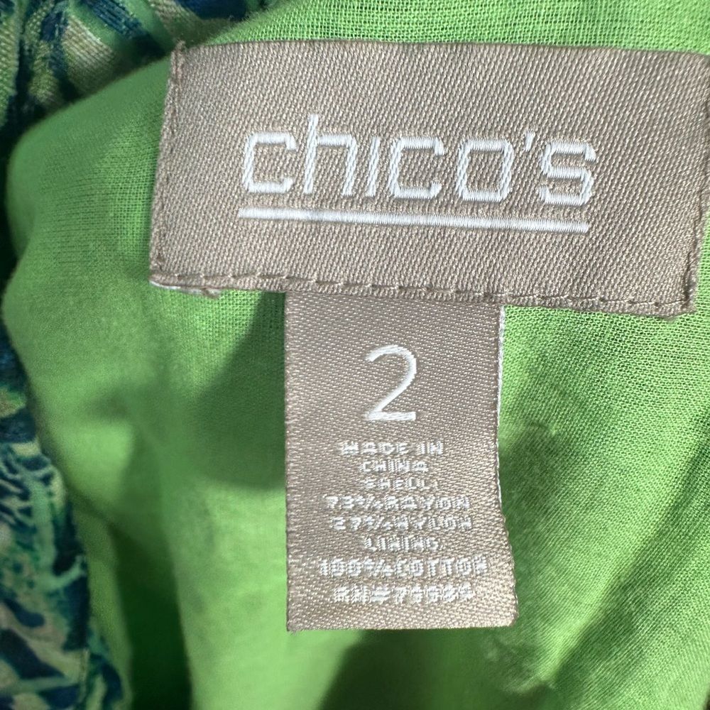 Chico's Green Collared Open Front 3/4 Sleeve Jacket Size 2 (XL) EUC - Picture 7 of 7